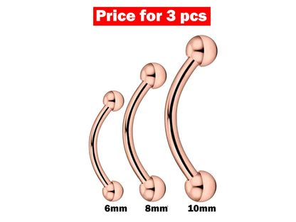 Eyebrow Piercing Ring - 3 Pieces Eyebrow Bar - Size 6, 8, 10mm - Body Piercing for Ear Tragus, Helix Earring Stud ,Daith and Lip