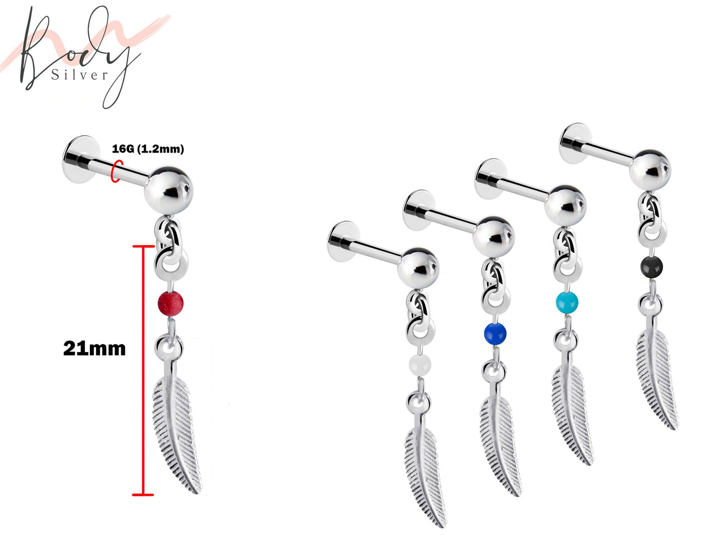 Cartilage Stud, Labret Charm - 16g Labret Ring with Silver Dangle Dreamcatcher Charm -Piercing for Monroe Lip Ring Tragus Helix Earring