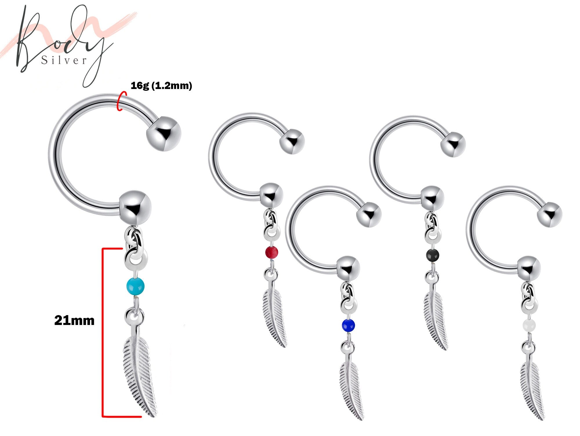 Horseshoe Barbell Nipple Ring 16g Circular Barbell Piercing with Si Silver Body Jewellery
