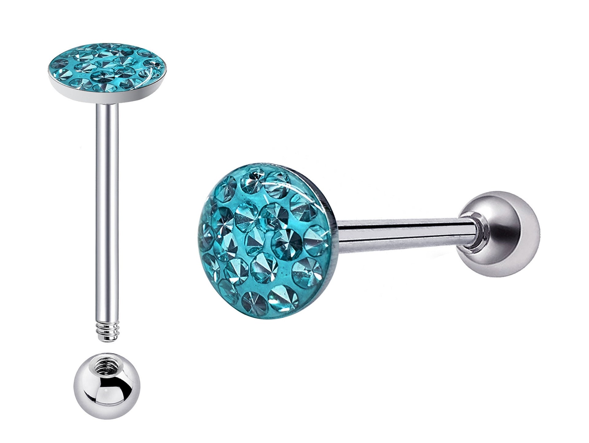 Titanium Tongue Ring, Straight Barbell Piercing 14g Flat