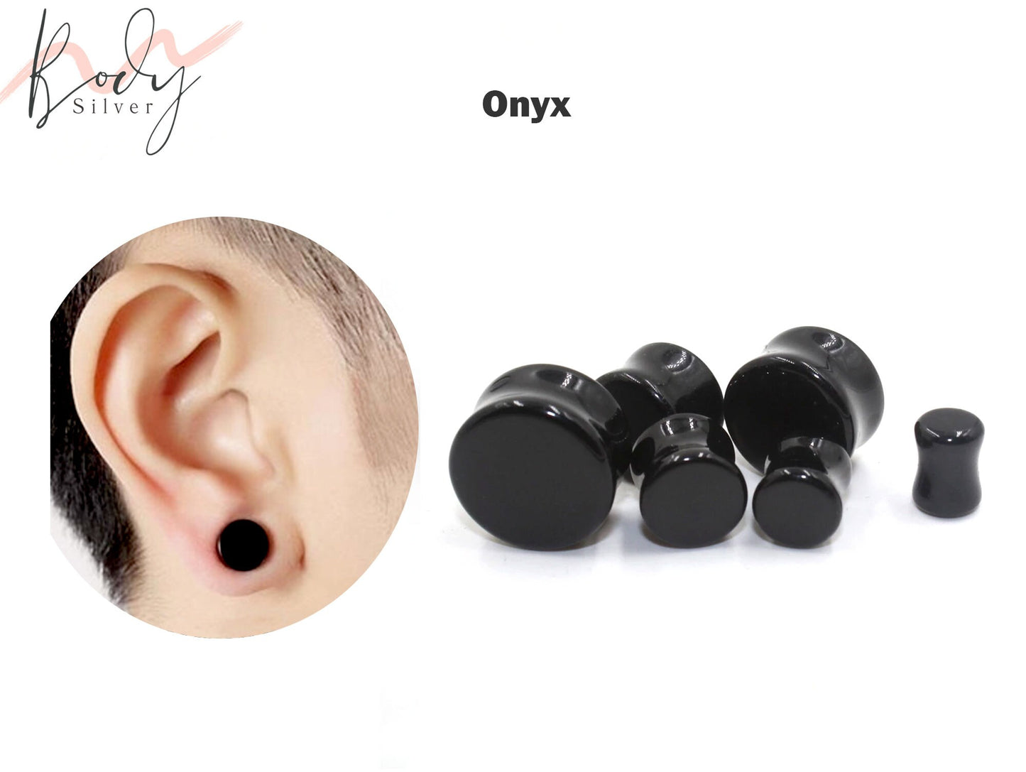 Stone Plugs, Stone tunnels - 1 Pair (2pcs) of Ear Gauge Stretching kit made from natural stone minerals - tunnels and plugs 8g to 00g