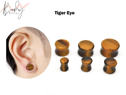 Stone Plugs, Stone tunnels - 1 Pair (2pcs) of Ear Gauge Stretching kit made from natural stone minerals - tunnels and plugs 8g to 00g