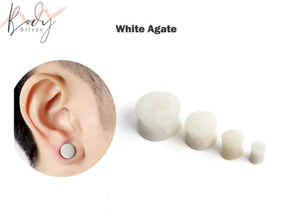 Stone Plugs, Stone tunnels - 1 Pair (2pcs) of Ear Gauge Stretching kit made from natural stone minerals - tunnels and plugs 8g to 00g