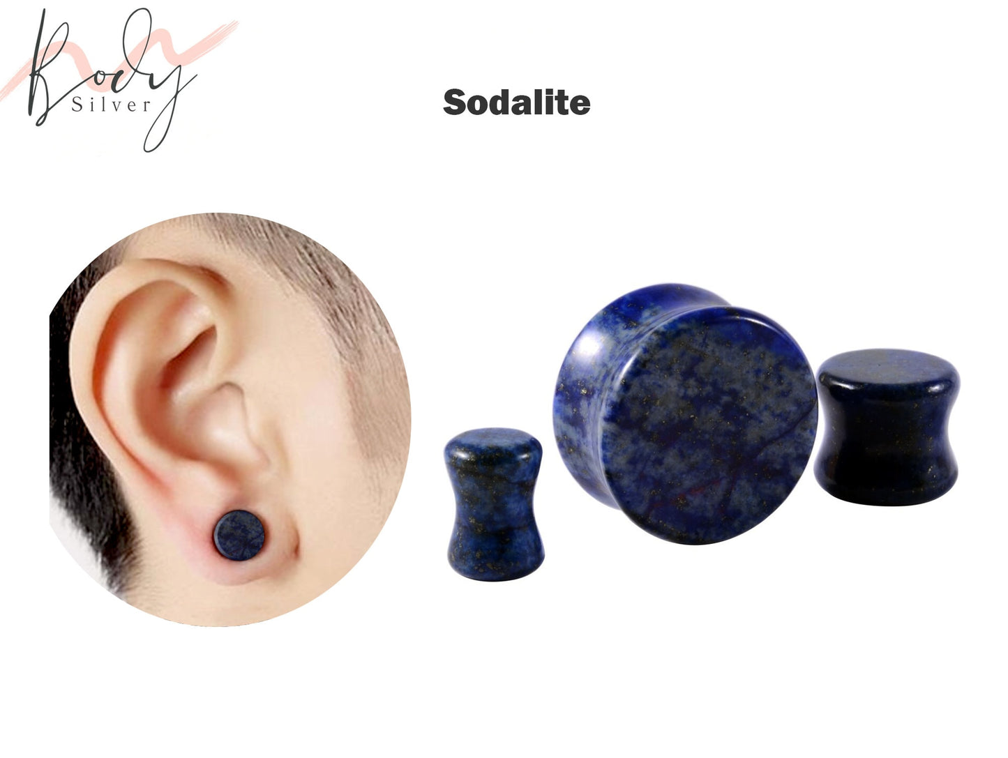 Ear Stone Plugs, Stone tunnels - 1 Pair (2pcs) of Ear Gauge Stretching kit made from natural stone minerals - tunnels and plugs 8g to 00g