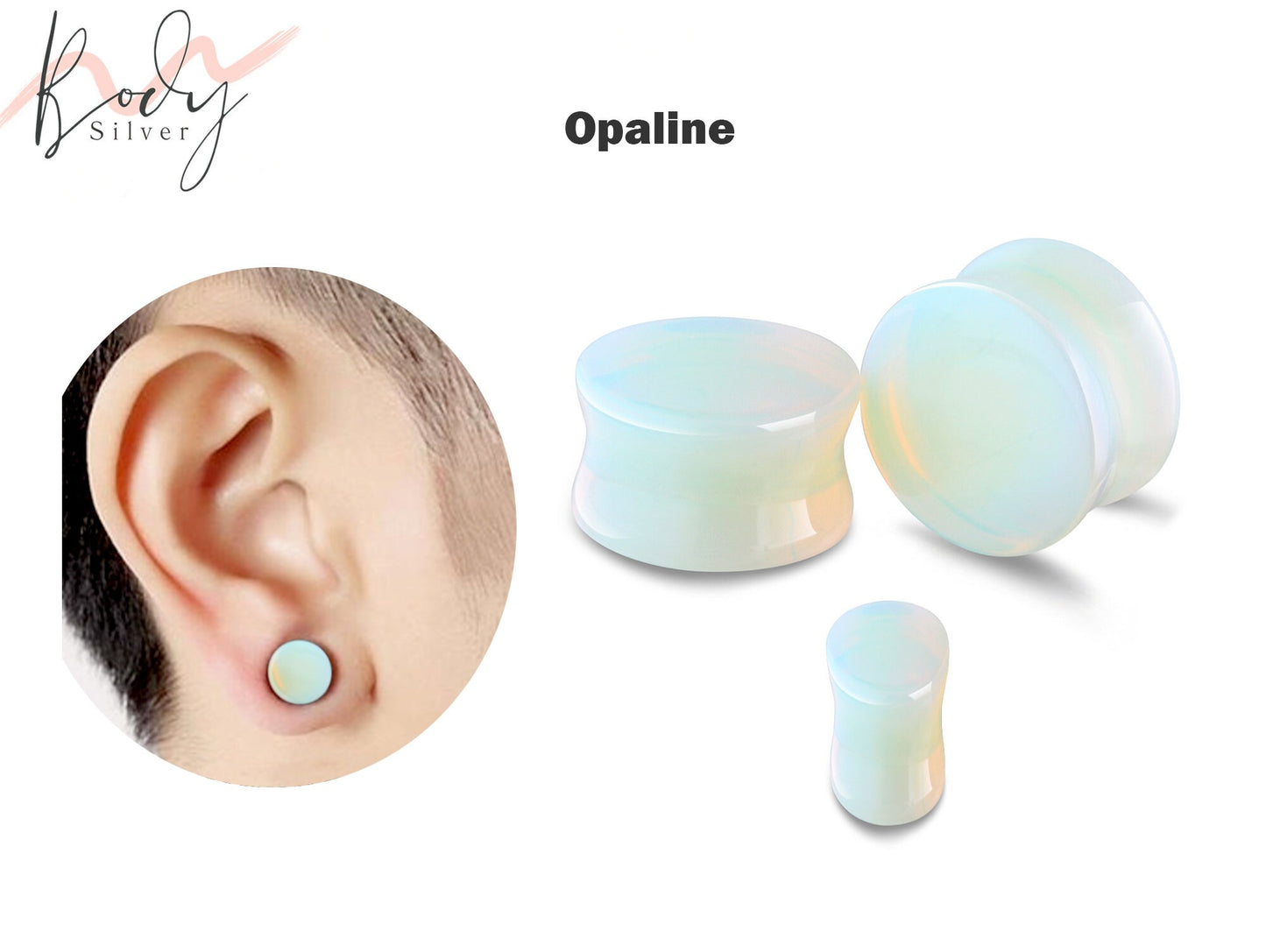 Ear Stone Plugs, Stone tunnels - 1 Pair (2pcs) of Ear Gauge Stretching kit made from natural stone minerals - tunnels and plugs 8g to 00g