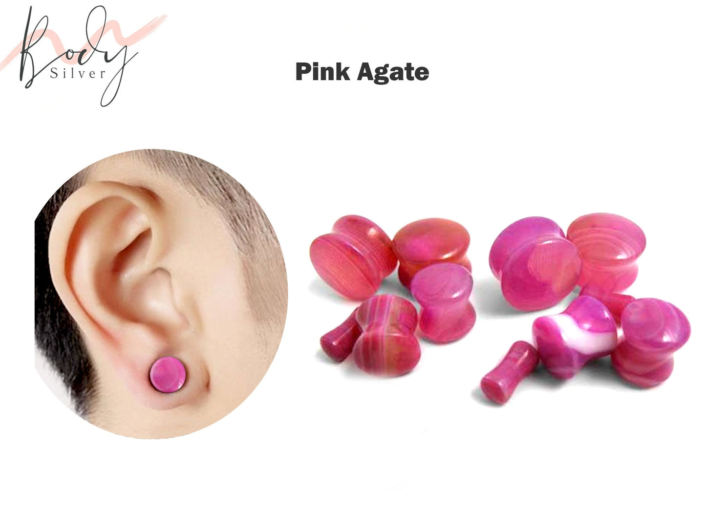 Stone Flesh Plugs, Stone tunnels - 1 Pair (2pcs) of Ear Gauge Stretching kit made from natural stone minerals - tunnels and plugs 8g to 00g