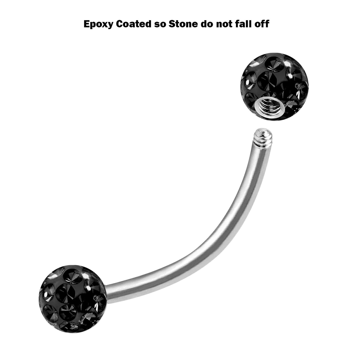 Titanium Rook Piercing Jewelry, Eyebrow Ring - Surgical Steel Bent Bar with Epoxy coated Ferido Ball - Body Jewelry for Nipple, Nose, Lips