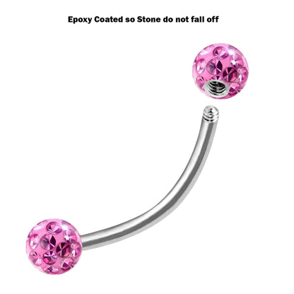 Titanium Rook Piercing Jewelry, Eyebrow Ring - Surgical Steel Bent Bar with Epoxy coated Ferido Ball - Body Jewelry for Nipple, Nose, Lips