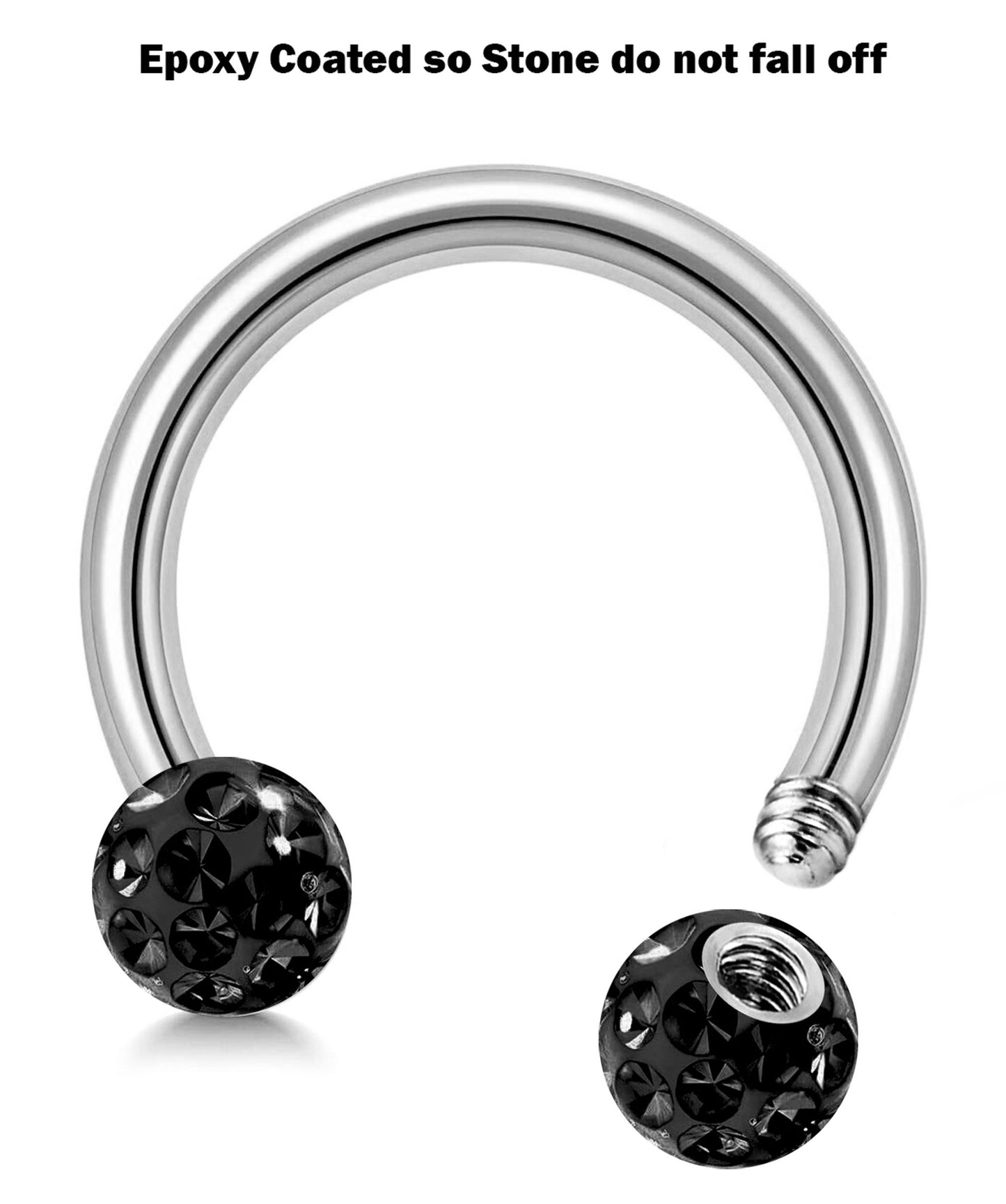 Septum Jewelry, Septum Piercing - 18g 16g 14g Nose Ring with Epoxy Coated Ferido Ball Crystals - Body Jewellery for Nose, Lip, Ear, Helix