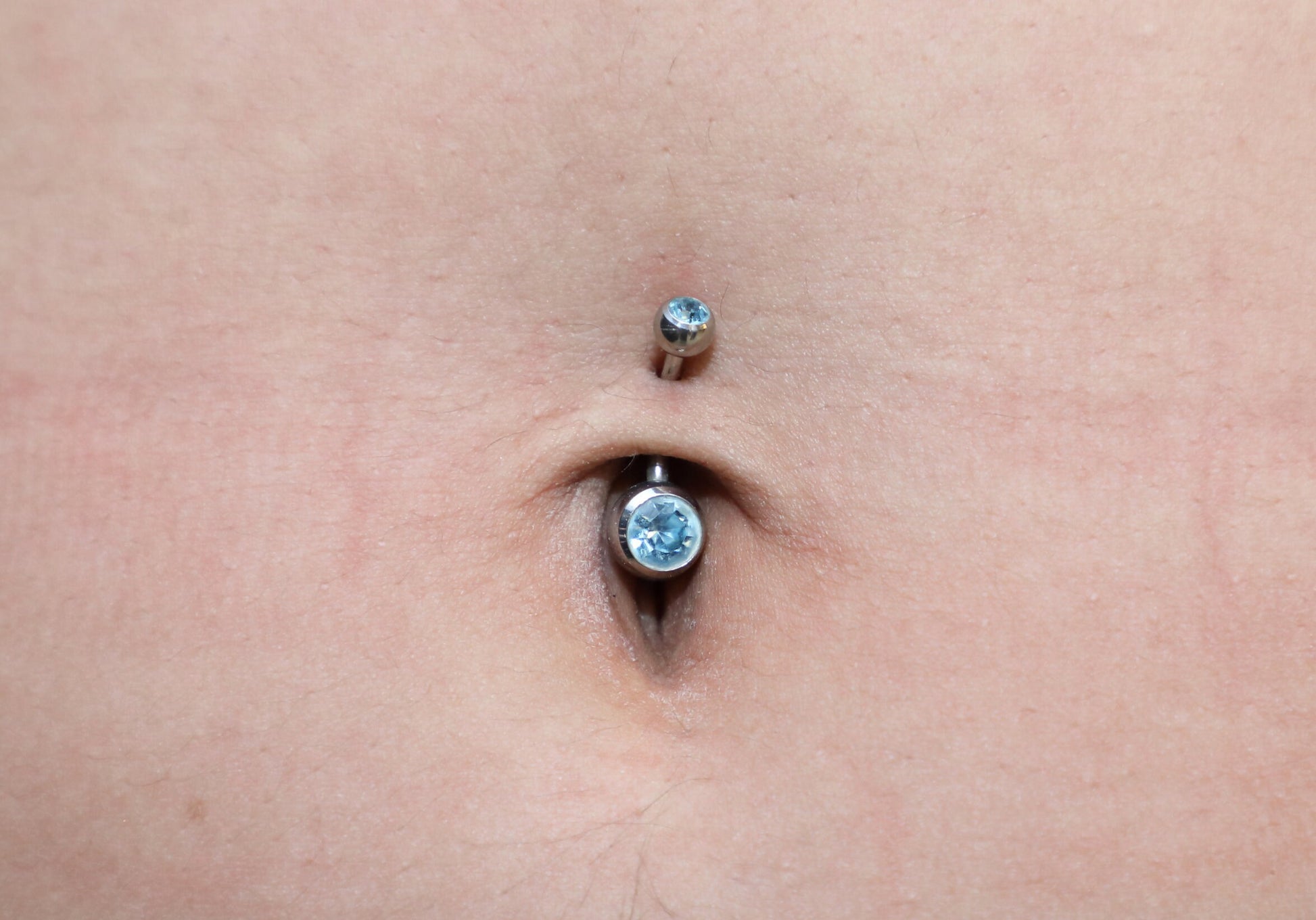 Internally Threaded Belly Ring, Navel Jewelry with Double Gem Crystal - Titanium Implant - 14g Belly Bar size 8mm to 12mm