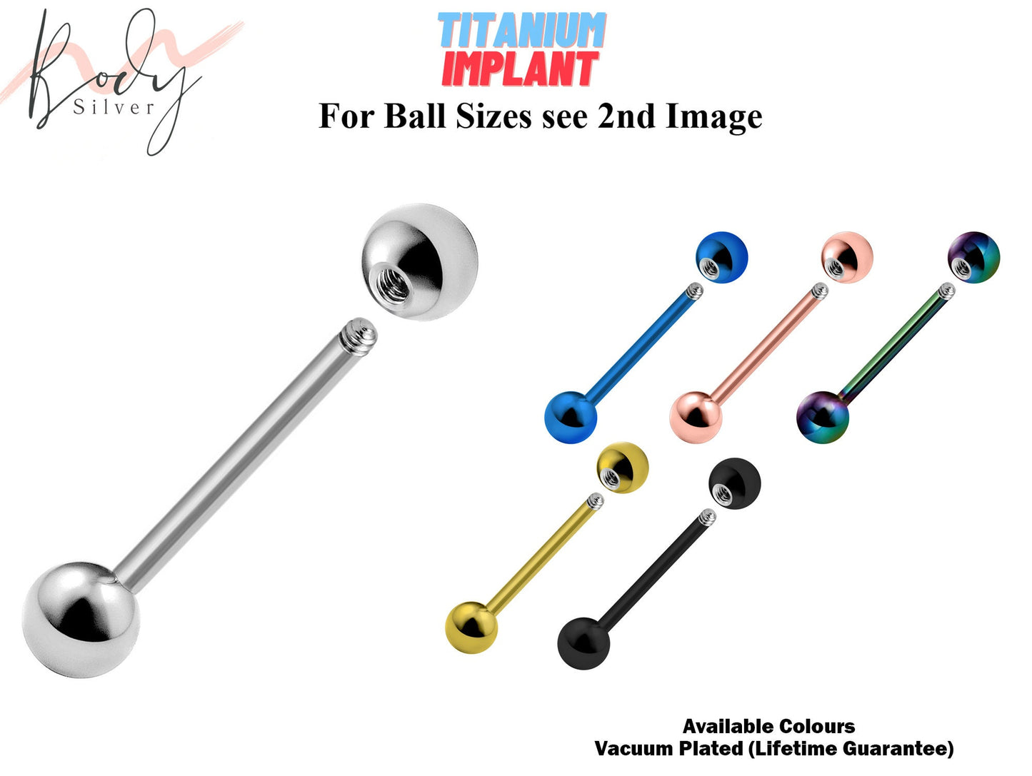 Titanium Tongue Jewelry, Straight Barbell Piercing - Barbell Studs with Colors -Piercing Jewelry for Industrial Ear Piercing, Oral Piercing