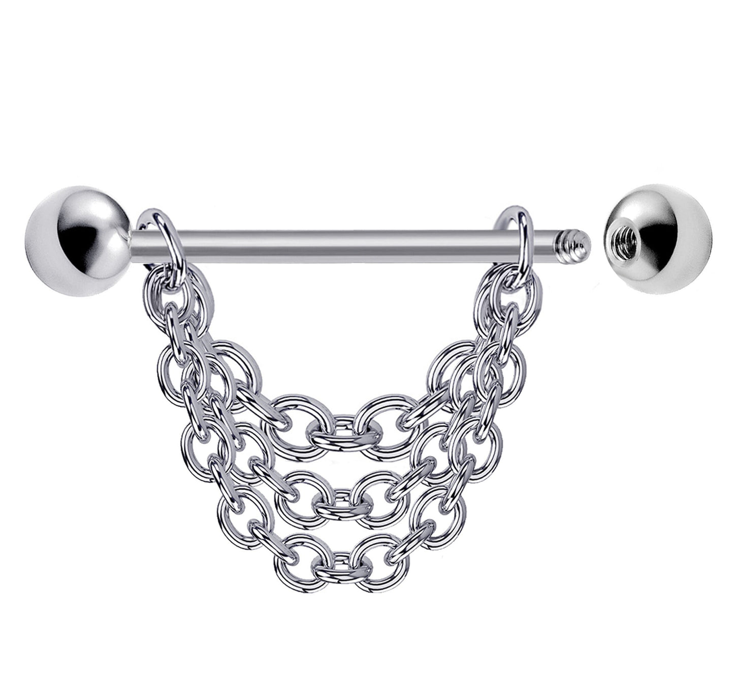 Titanium Nose Barbell Bridge Stud Nose Bridge Piercing Chain with threaded Plain Ball Piercing Nipple Bar, Nostril Jewelry with Bridge Chain