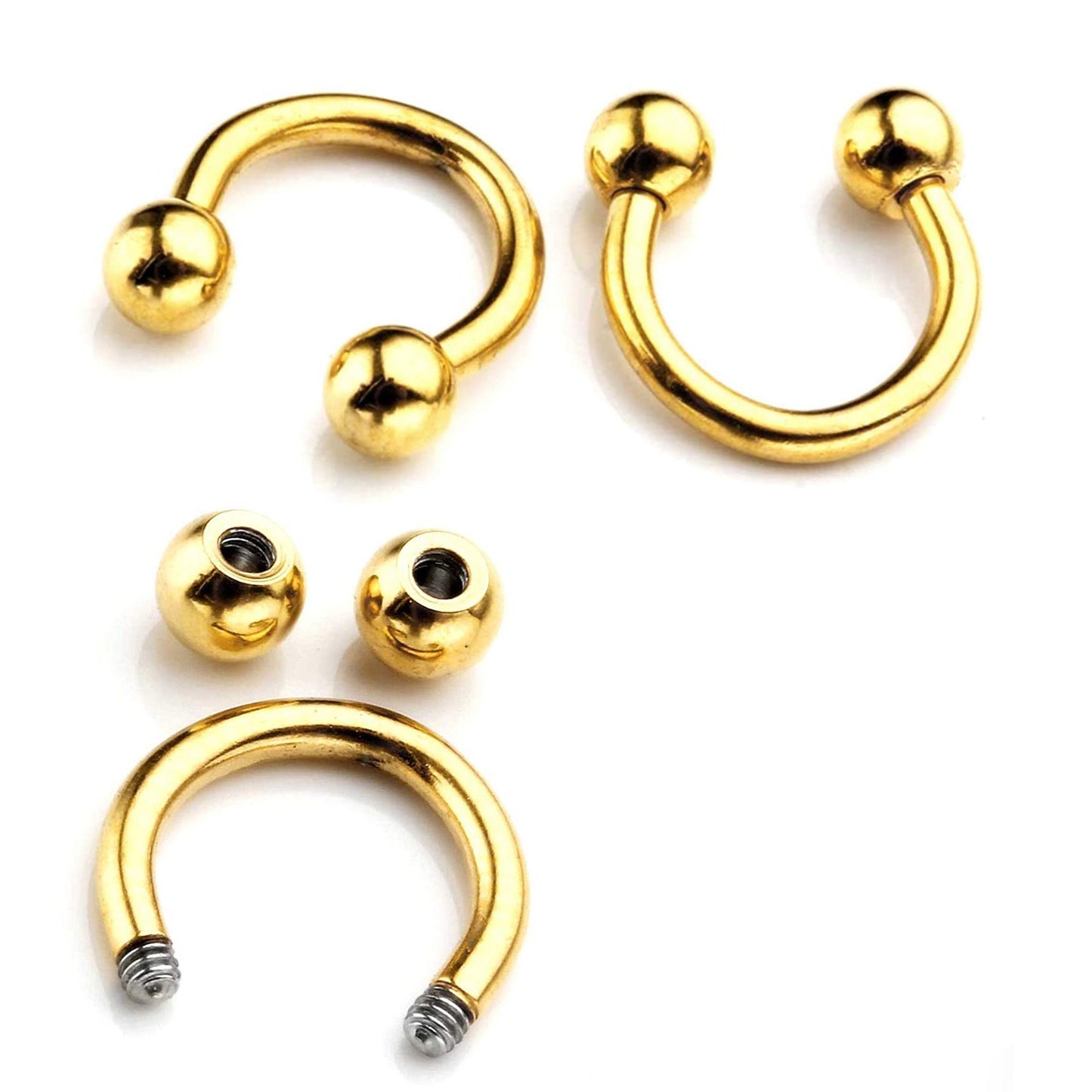 Lip Piercing, Nose Septum, Gold Horseshoe Jewelry - CBB PA Ring, Piercing Jewelry for Tragus, Rook, Nipple, Snug, Helix, Daith, Cartilage