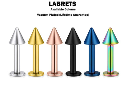 Cone Labret, Flat Back Earring, Lip Piercing - Monroe Labret Bar Ear Stud Cartilage Helix - Flat Lip Labret, Barbell Earrings