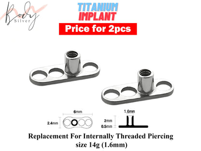 Titanium Dermal Piercing Kit, Dermal Jewelry - 14g Base Dermal Anchor, Dermal Tops - Internally Threaded Body Piercing, Body Modification