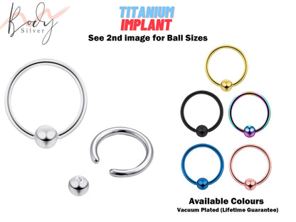 Titanium Ball Hoop Earrings, BCR/CBR Nose Ring - 18g 16g 14g Dainty Nose Ring Hoop, PA Ring Available in Many Colours Piercing for Ear, Nose