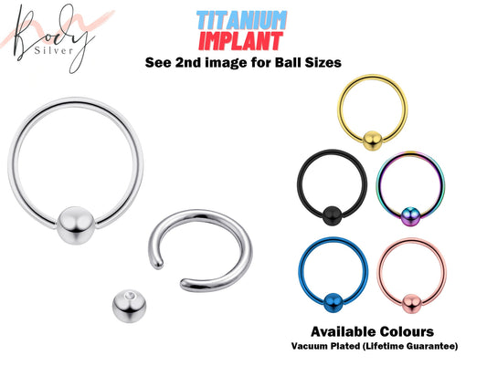 Titanium Ball Hoop Earrings, BCR/CBR Nose Ring - 18g 16g 14g Dainty Nose Ring Hoop, PA Ring Available in Many Colours Piercing for Ear, Nose