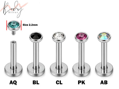 Flat Back Cartilage Earring- Internally Threaded Labret Stud Jewelry Body Piercing for Monroe Lip Ring Tragus Helix