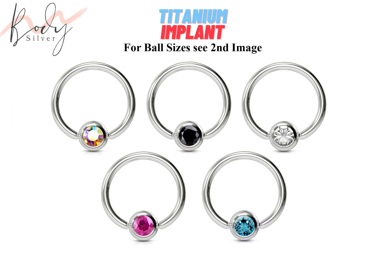 Titanium Ball Hoop Earrings, BCR/CBR Nose Ring - 18g 16g 14g Dainty Nose Ring Hoop, PA Ring with Gem Ball Crystals - Rook , Helix, Earring