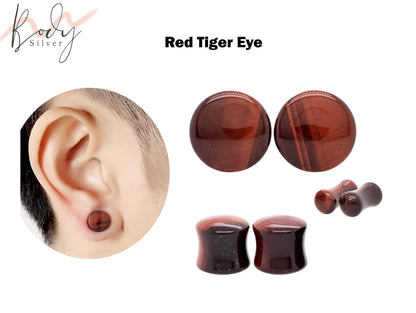 Stone Plugs, Stone tunnels - 1 Pair (2pcs) of Ear Gauge Stretching kit made from natural stone minerals - tunnels and plugs 8g to 00g