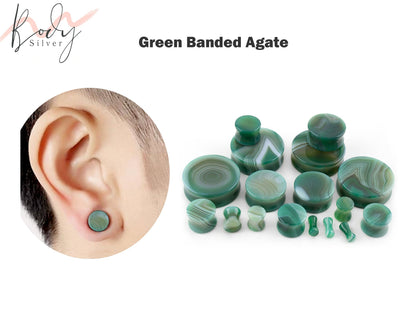 Ear Stone Plugs, Stone tunnels - 1 Pair (2pcs) of Ear Gauge Stretching kit made from natural stone minerals - tunnels and plugs 8g to 00g