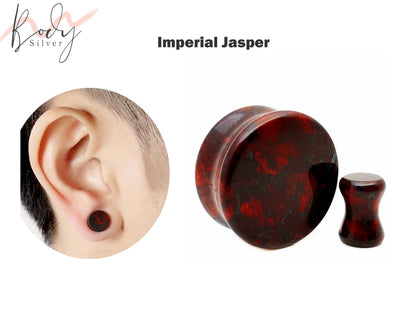 Ear Stone Plugs, Stone tunnels - 1 Pair (2pcs) of Ear Gauge Stretching kit made from natural stone minerals - tunnels and plugs 8g to 00g