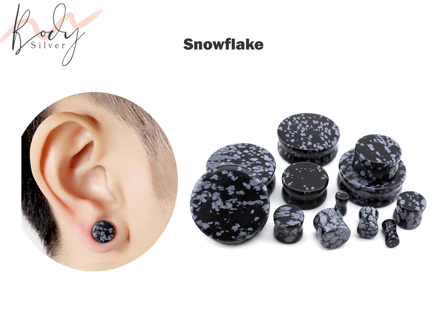 Stone Flesh Plugs, Stone tunnels - 1 Pair (2pcs) of Ear Gauge Stretching kit made from natural stone minerals - tunnels and plugs 8g to 00g