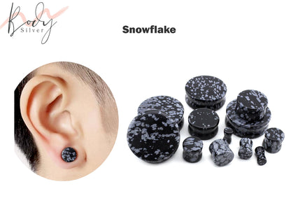 Stone Flesh Plugs, Stone tunnels - 1 Pair (2pcs) of Ear Gauge Stretching kit made from natural stone minerals - tunnels and plugs 8g to 00g