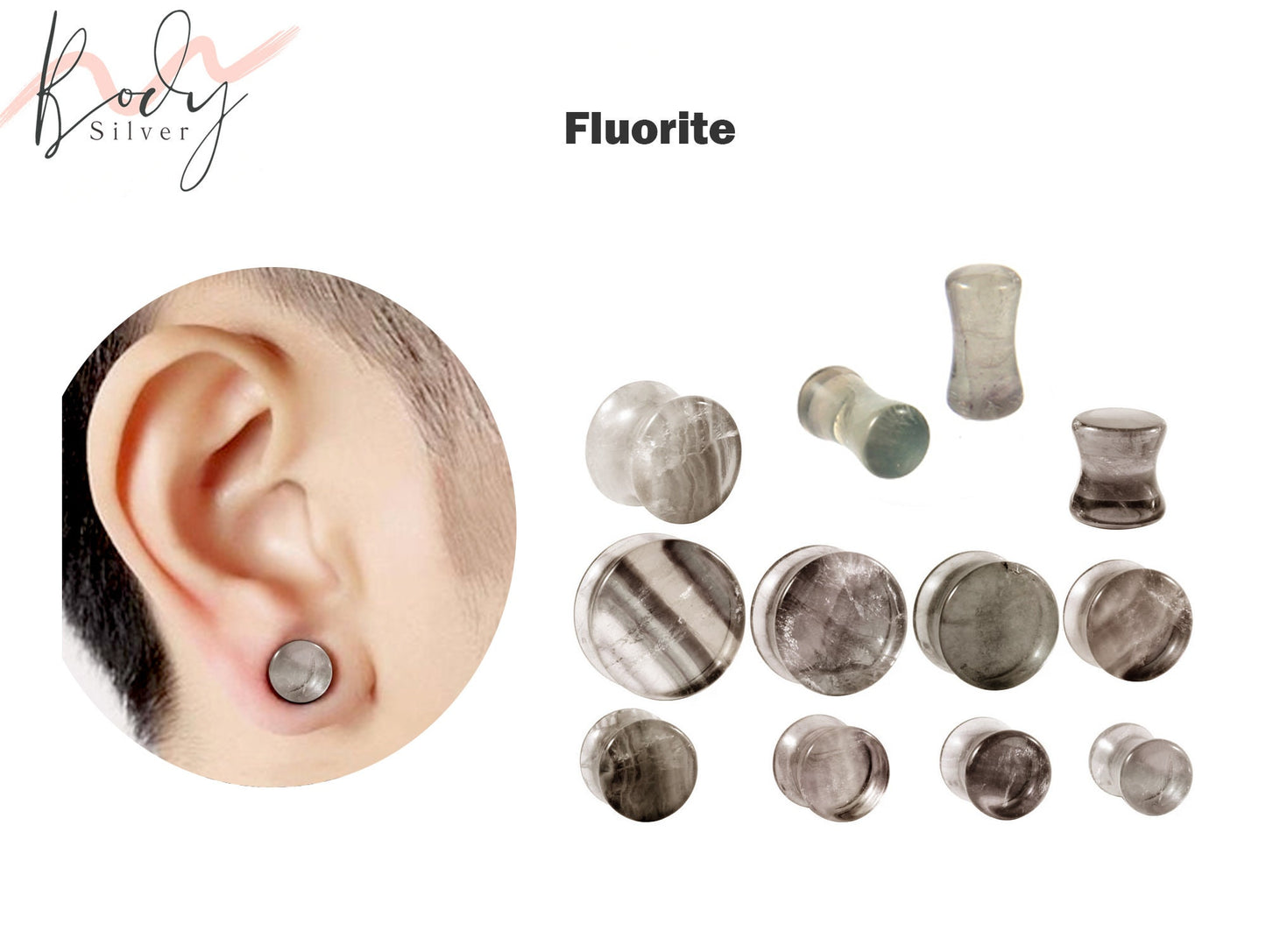 Stone Flesh Plugs, Stone tunnels - 1 Pair (2pcs) of Ear Gauge Stretching kit made from natural stone minerals - tunnels and plugs 8g to 00g