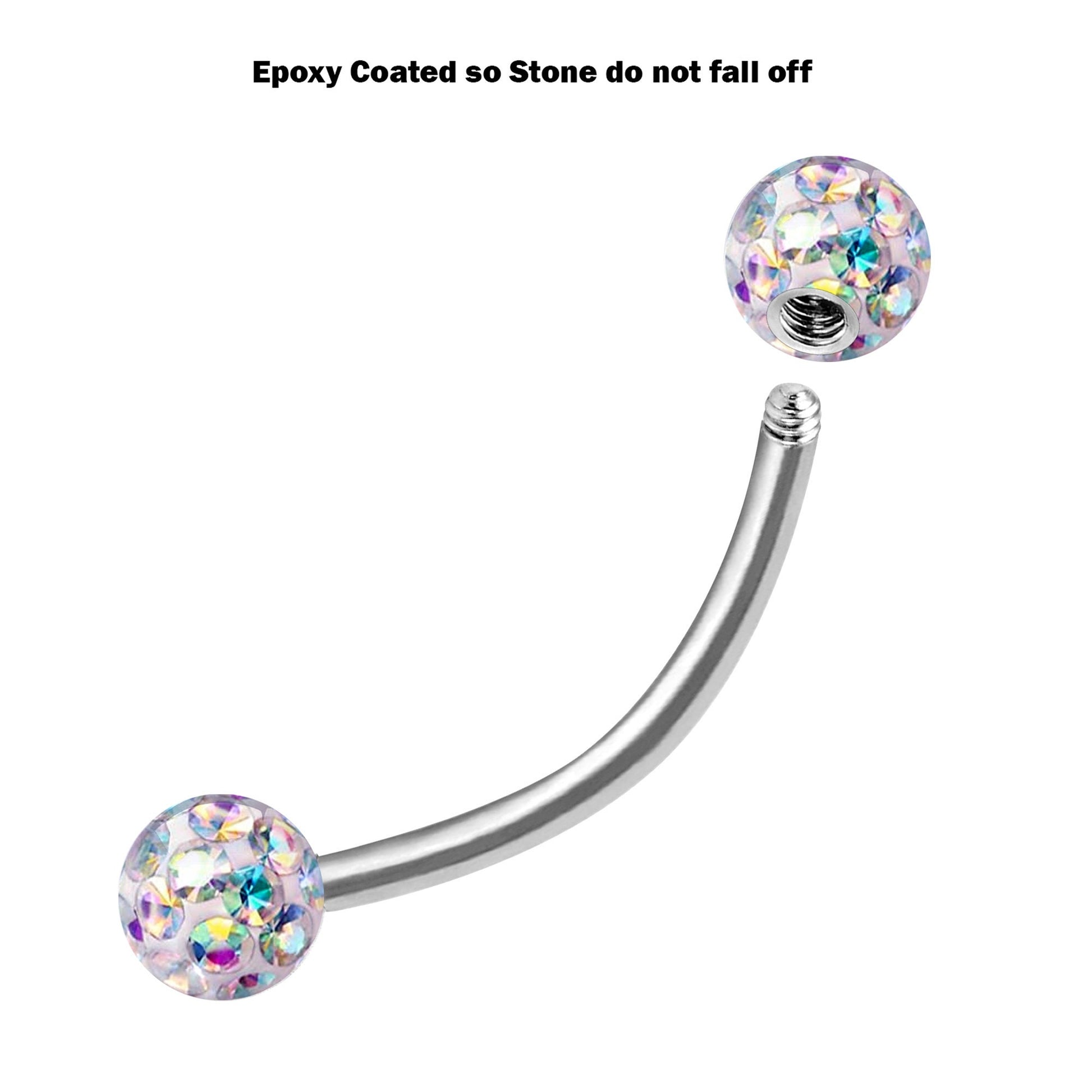 Titanium Rook Piercing Jewelry, Eyebrow Ring - Surgical Steel Bent Bar with Epoxy coated Ferido Ball - Body Jewelry for Nipple, Nose, Lips