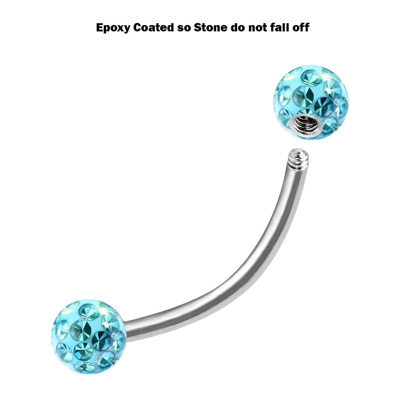 Titanium Rook Piercing Jewelry, Eyebrow Ring - Surgical Steel Bent Bar with Epoxy coated Ferido Ball - Body Jewelry for Nipple, Nose, Lips