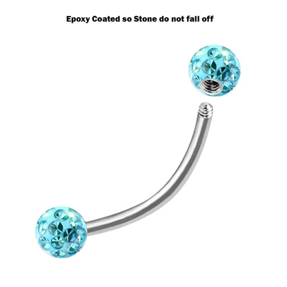 Titanium Rook Piercing Jewelry, Eyebrow Ring - Surgical Steel Bent Bar with Epoxy coated Ferido Ball - Body Jewelry for Nipple, Nose, Lips