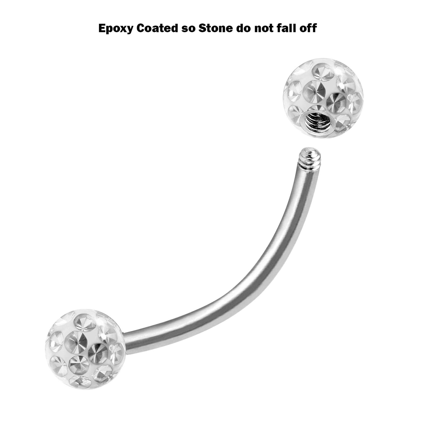 Titanium Rook Piercing Jewelry, Eyebrow Ring - Surgical Steel Bent Bar with Epoxy coated Ferido Ball - Body Jewelry for Nipple, Nose, Lips