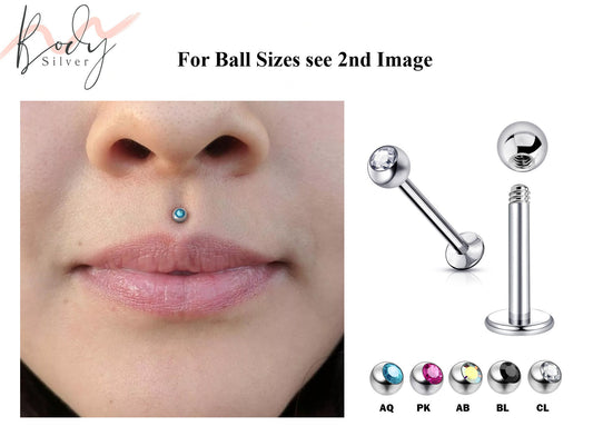 Medusa Lip Ring Labret Stud Piercing Jewelry - Medusa Jewelry with Gem Ball Crystal - Body Piercing for Tragus, Cartilage, Helix, Madonna