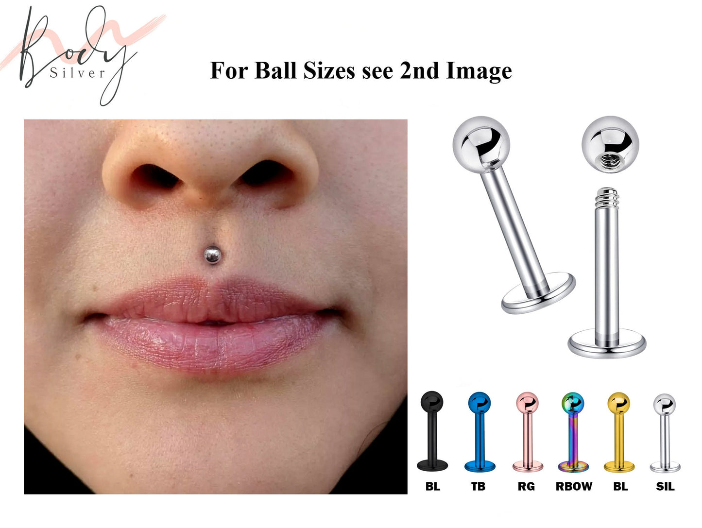 Lip Studs, Medusa Piercing Jewelry - Medusa Jewelry comes in many Colours - Body Piercing for Tragus, Cartilage, Helix, Madonna, Ashley Stud