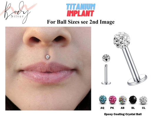 Titanium Medusa Lip Ring Labret Stud Piercing - Medusa Jewelry with Epoxy Coated Crystal Disco Ball - Body Piercing for Tragus, Cartilage