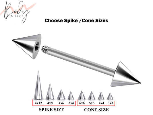 Spike Nose Stud, Nipple Jewelry - Choose Cone / Spike Size for Barbell Ring - Body Piercing for Nose Bridge Jewelry, Nipple, Industrial Ear