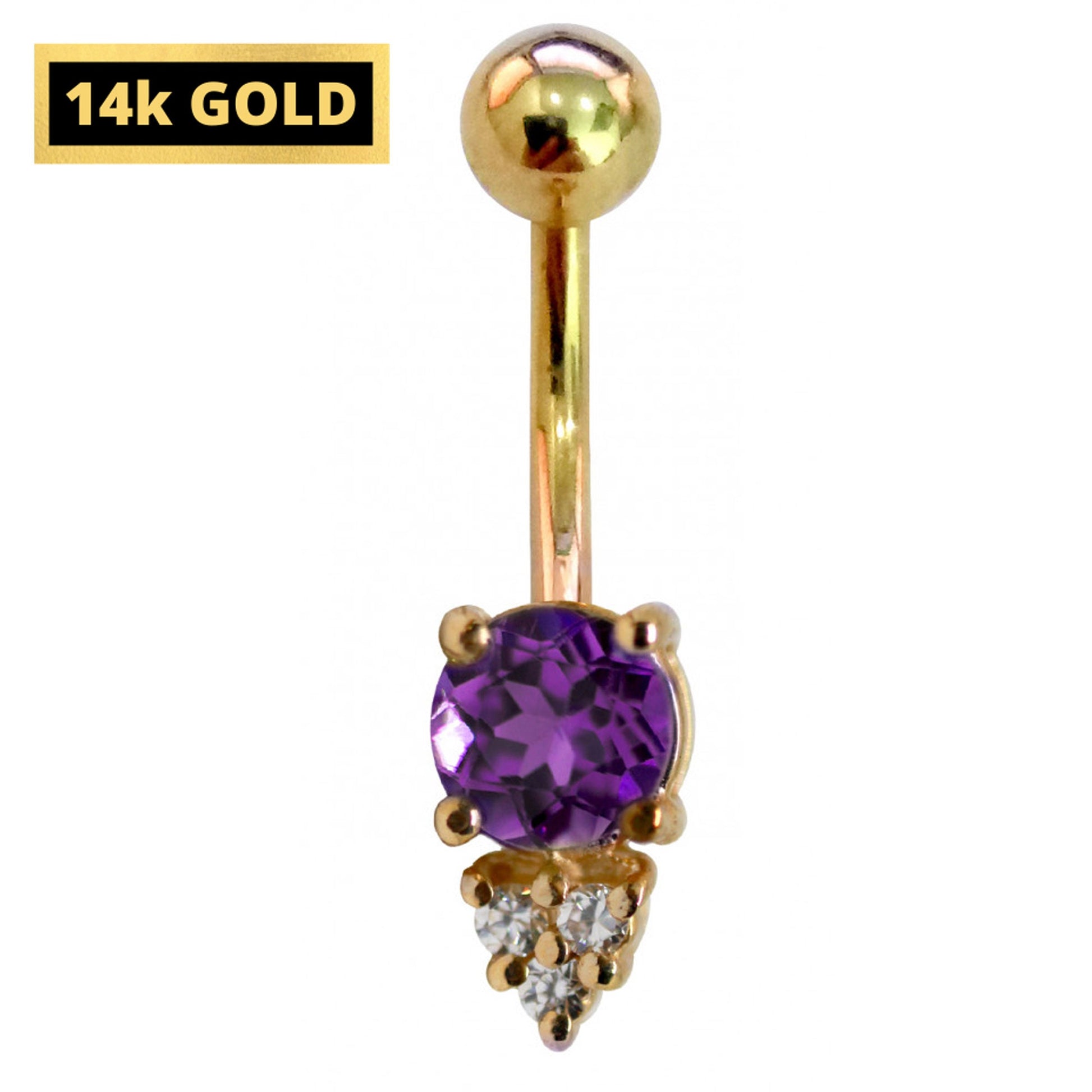 Round Belly Bar - 14K Gold Belly Ring with the Highest Quality Crystals Hand Set & Polished - Navel Jewellery for someone Very Special