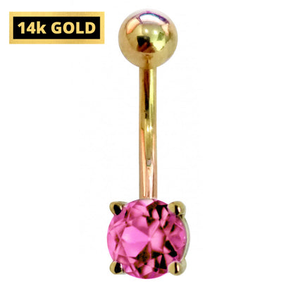 Elegant Solid 14K Gold Belly Button Rings with Highest Quality Crystals - Gold Body Jewellery for someone Special