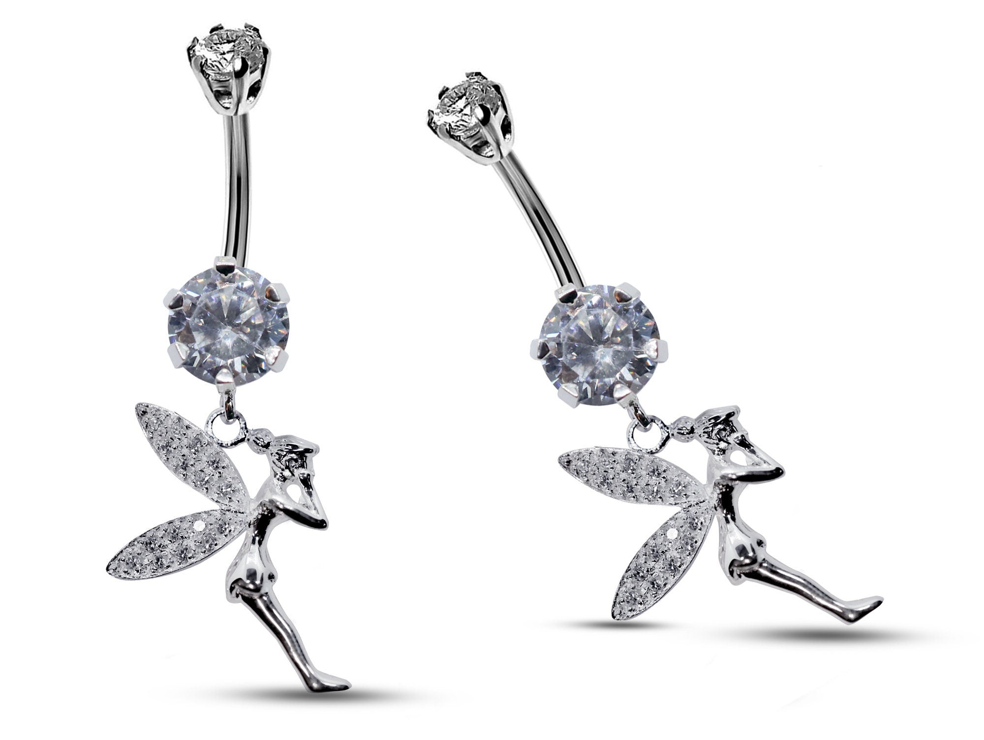 Silver Belly Button Piercing Fairy Belly Bars Pixie Belly Ring with Silver Body Jewellery
