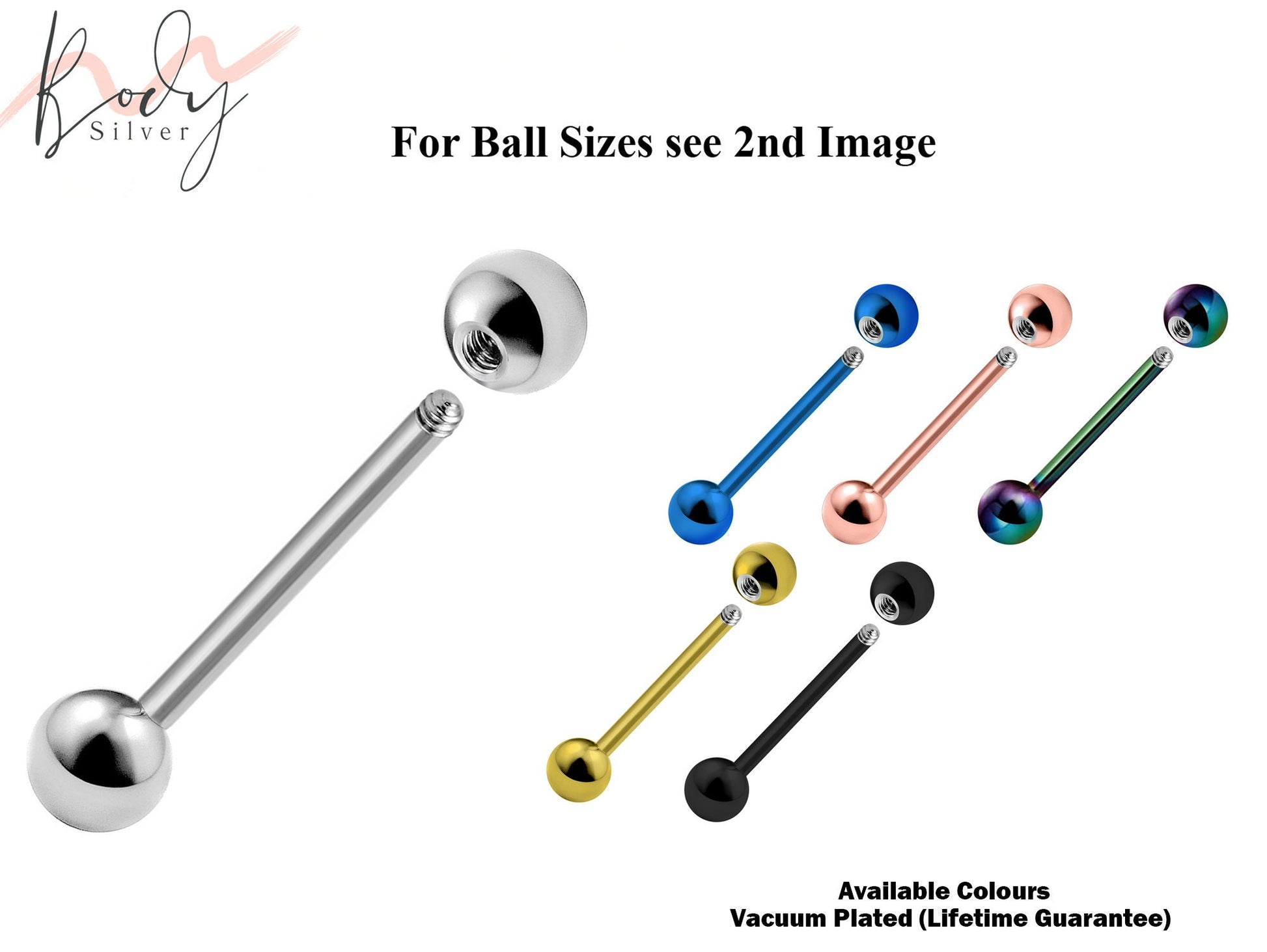 Tongue Jewelry, Straight Barbell Piercing - Barbell Studs with Colors -Piercing Jewelry for Industrial Ear Piercing, Oral Piercing, Frenulum