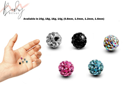 Piercing Balls, Disco Ball Crystal – 5pcs, 10pcs Ferido Ball for Barbell, Labret, Horseshoe Piercing Jewelry Replacement