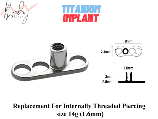 Titanium Dermal Piercing Kit, Dermal Jewelry - 14g Base Dermal Anchor, Dermal Tops - Internally Threaded Body Piercing, Body Modification