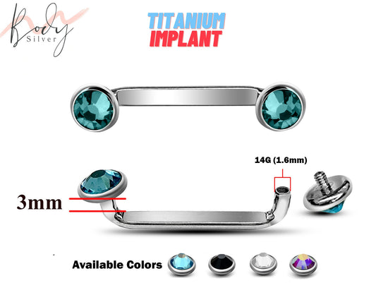 Titanium Collar Bone Piercing, Wrist Piercing - 14g Surface Staple Bar - Internally Threaded Body Piercing for Chest, Neck, Cheek and Tongue