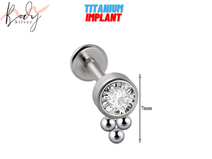 Titanium Ear Tragus Cartilage Studs - Internal threaded Labret Stud Piercing -16g Piercing for Helix, Ear Lobe, Conch Piercing, Medusa Studs