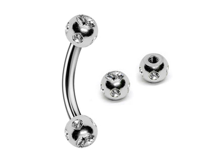 Titanium Eyebrow Ring, Bent Barbell - Rook Piercing with Multiple Gem - Piercing for Ear Tragus, Helix Earring Stud ,Daith ,Lip