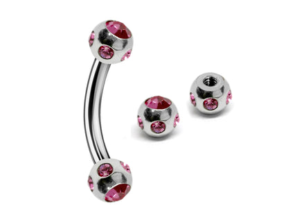 Titanium Eyebrow Ring, Bent Barbell - Rook Piercing with Multiple Gem - Piercing for Ear Tragus, Helix Earring Stud ,Daith ,Lip