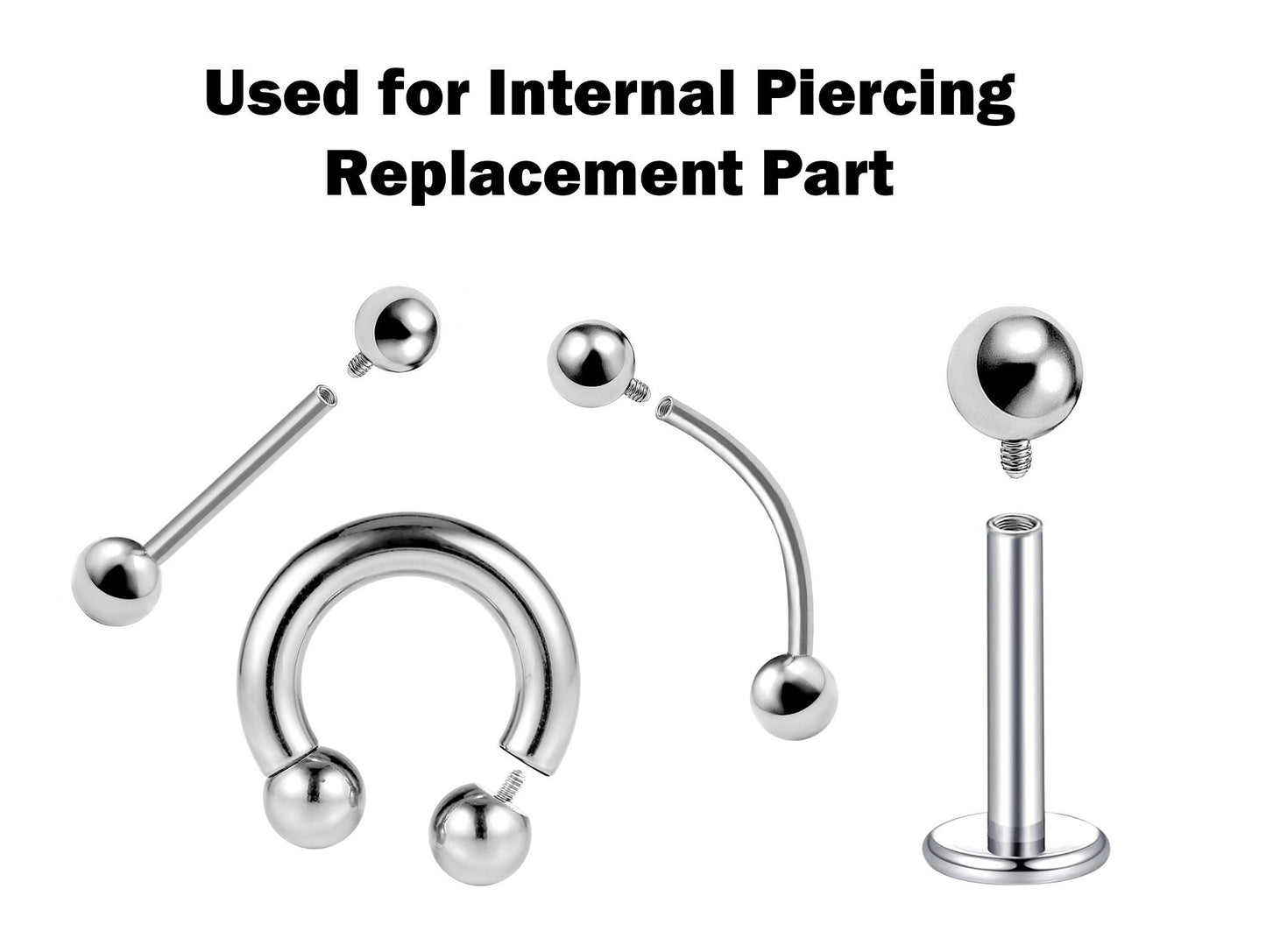 Titanium Loose Internally Threaded Piercing Parts, Body Jewelry Replacement - Ball Attachment for Internal Piercing Barbell, Labret, PA Ring