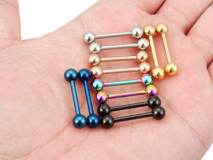 Titanium Tongue Ring, Straight Barbell - Barbell Studs Body Jewelry Barbells, Daith, Tragus, Helix, Nipple Bar, Conch