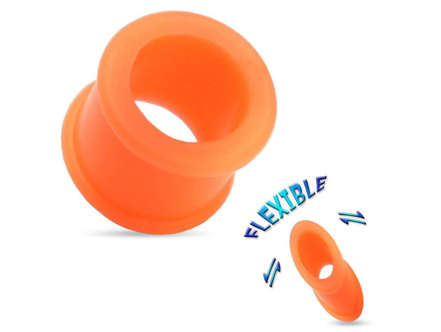 Silicone Ear Plugs Orange, Black and Pink - Soft and Flexible Ear Eyelets - Plugs Retainer Gauges - 00G to 8G Flesh Tunnel Ear Stretcher